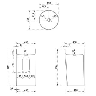 Напольная раковина ABBER Stein AS2506-H 45см белый матовый